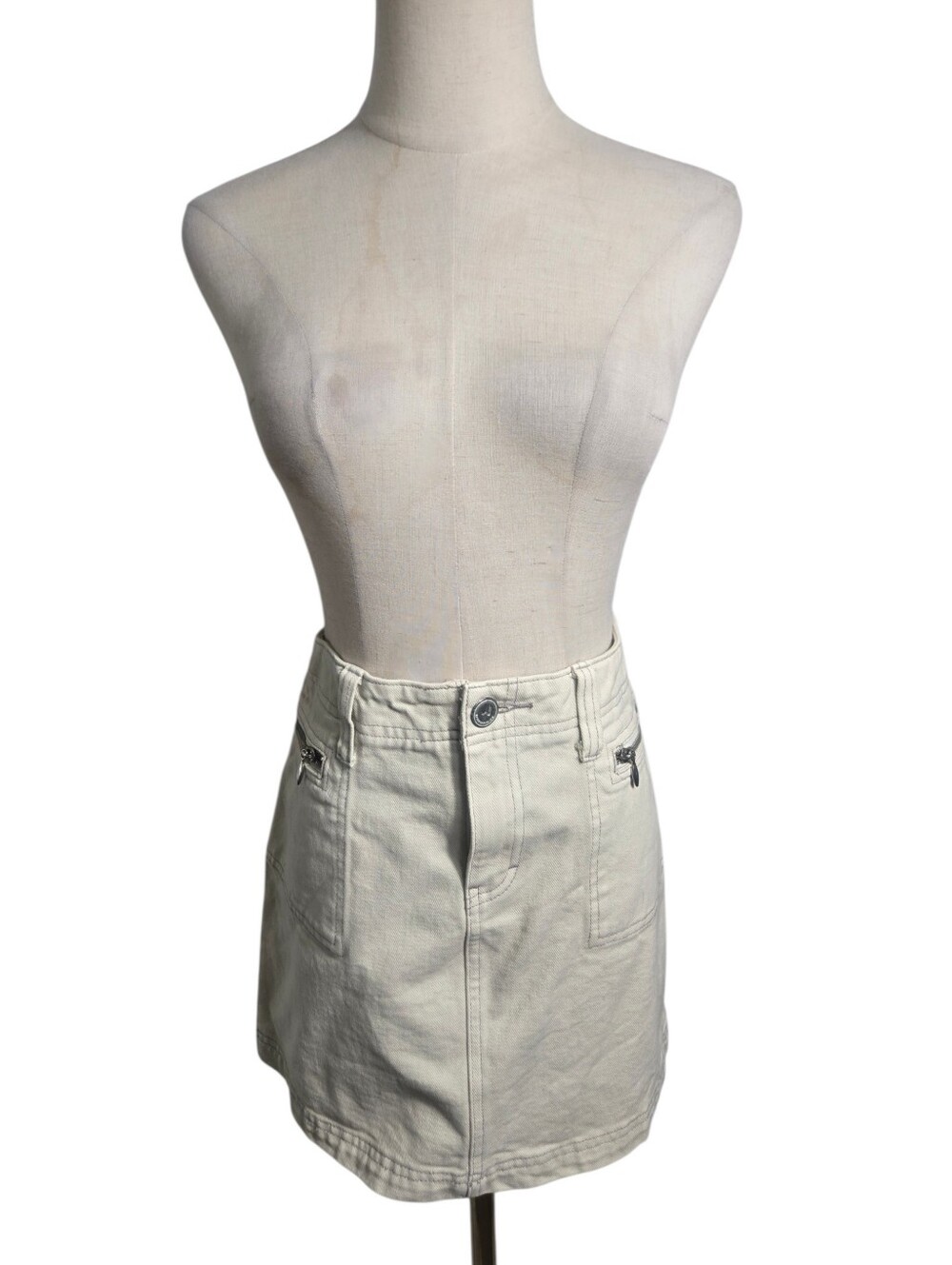 Union Bay Y2k Classic Cream Denim Mini Skirt